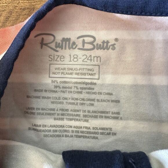 EWG Monogram Ruffle Butts Size 18-24 Month Striped Footie Pajama One Piece - Picture 4 of 6